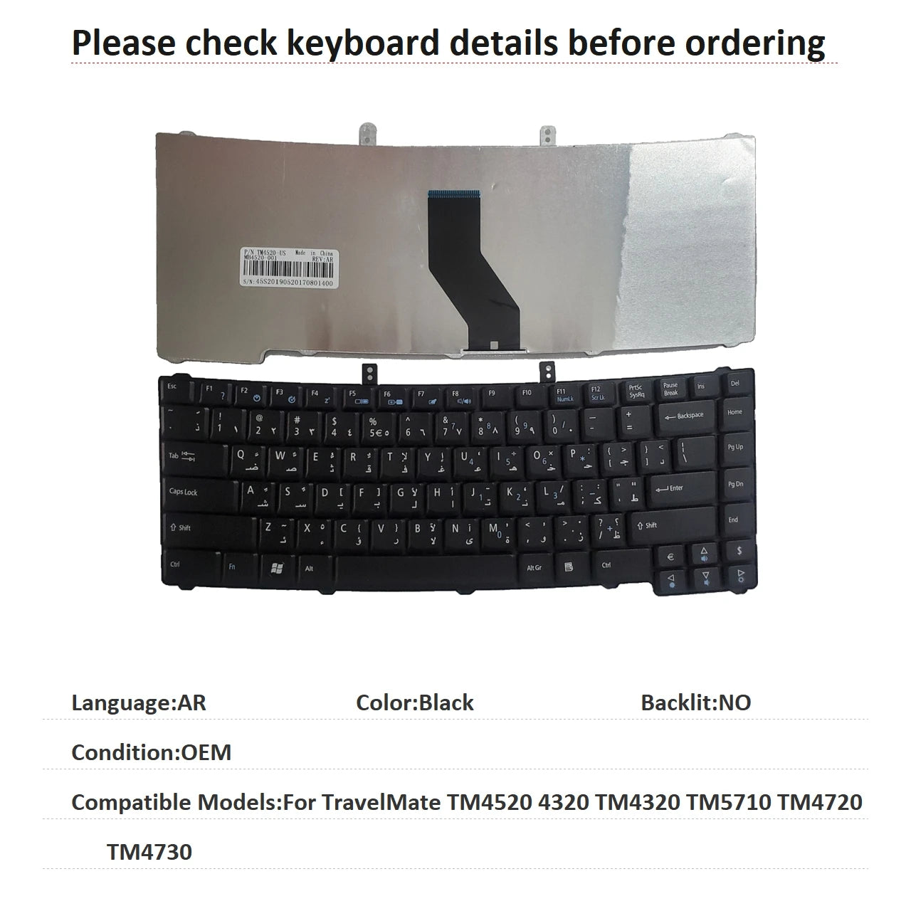 New US Russian Arab Language  Keyboard For Acer TravelMate TM4520 4320 TM4320 TM5710 TM4720 TM4730 Replacement Keyboard Acer laptop repair parts