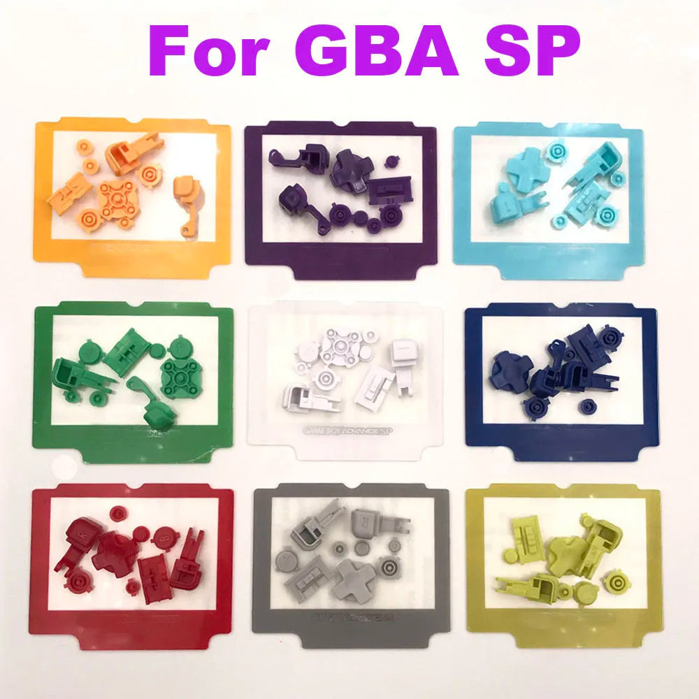 1-5set Plastic/Glass Screen Lens For GBA SP Lcd Cover+Button Kit For Gameboy Advance SP Lens Protector With Back Sticker Game console repair parts