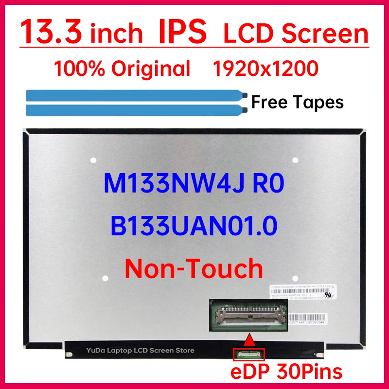 13.3 Inch Laptop LCD Screen M133NW4J R0 B133UAN01.0 Display Matrix Panel Replacement 1920x1200 100% sRGB eDP 30 Pins Non-Touch Laptop screen replacement