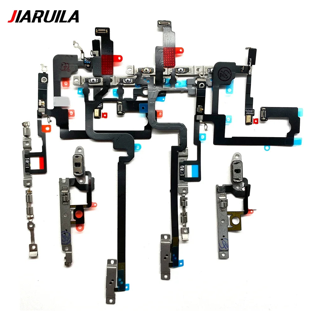 Power On Off Flex For IPhone 13 14 15 Pro Max Plus Mini Volume Up Down Side Button Key Ribbon Flex Cable With Metal iPhone phone repair parts