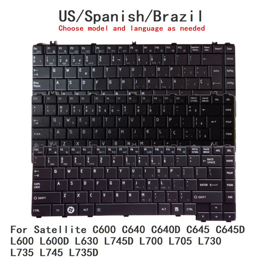 US Spanish Brazil Keyboard For Toshiba Satellite C600 C640 C640D C645 C645D L600 L600D L630 L745D L700 L705 L730 L735 L745 L735D TOSHIBA laptop repair parts