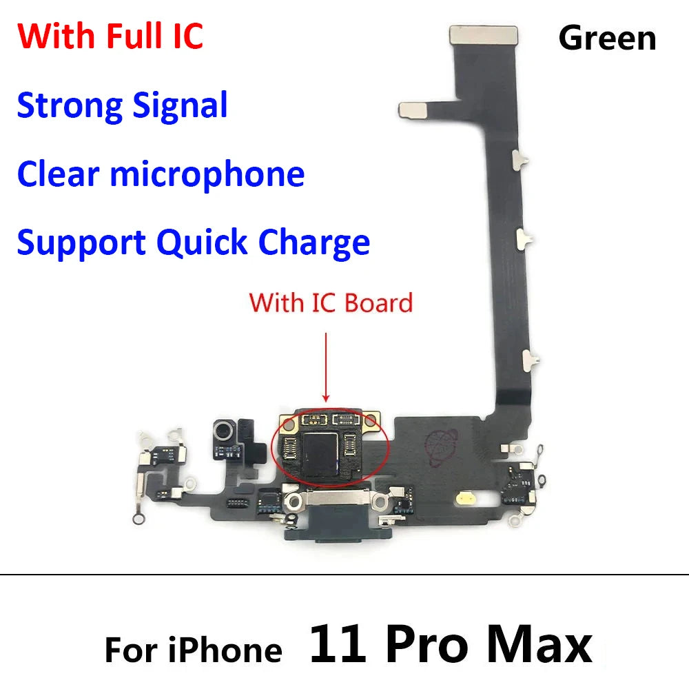New USB Charging Port Charger Board Flex Cable For Iphone 11 Pro 11Pro Max Dock Connector With Microphone iPhone phone repair parts