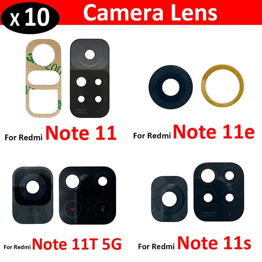 10Pcs/Lot, Rear Back Camera Glass Lens For Redmi Note 11 Global 2201117TG 11s 11E 11T 11 Pro 5G With Adhesive Sticker Redmi phone repair parts
