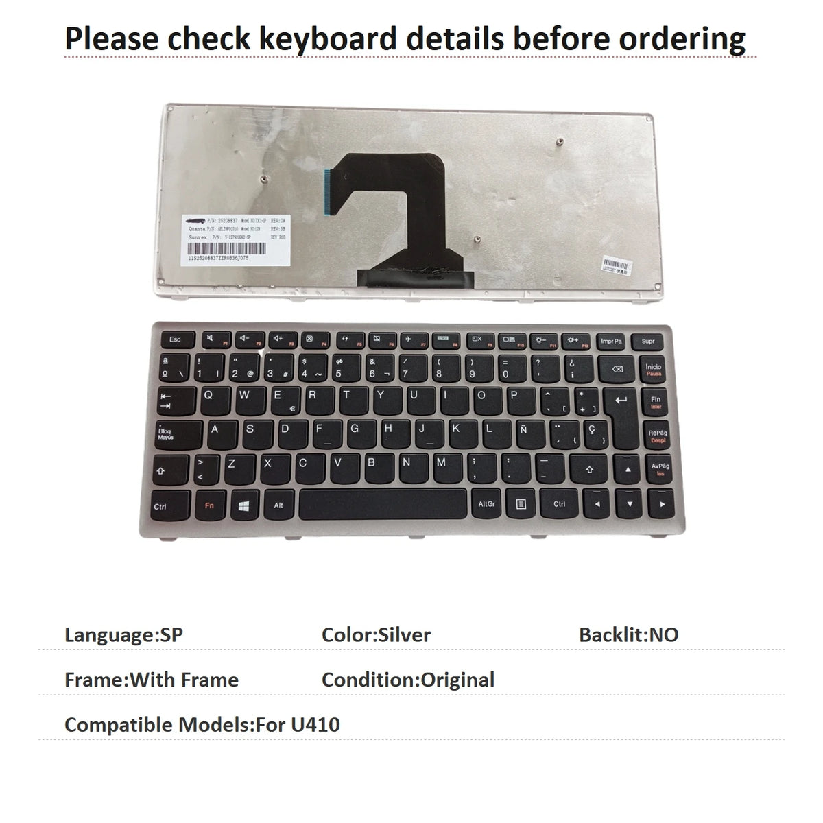 New US Russian Spanish Latin Brazil Language  Keyboard For Lenovo U410 Notebook PC Replacement Keyboard Lenovo laptop repair parts