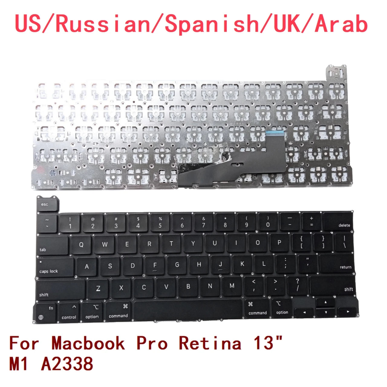 New US Russian Spanish UK Arab Laptop Keyboard For Apple Macbook Pro Retina 13" M1 A2338 Notebook PC Replacement MACBOOK laptop repair parts
