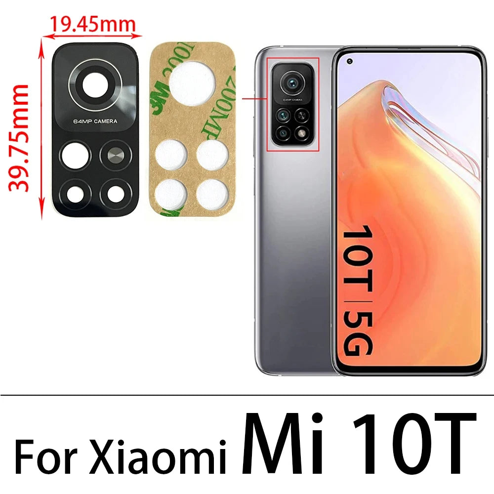 2Pcs Camera Glass For Xiaomi Mi 9 Lite Se Mi10 11 10T Pro Note 10 Lite Poco X3 F3 9C Rear Back Camera glass Lens With Adhesive Xiaomi  Xiao mi phone repair parts