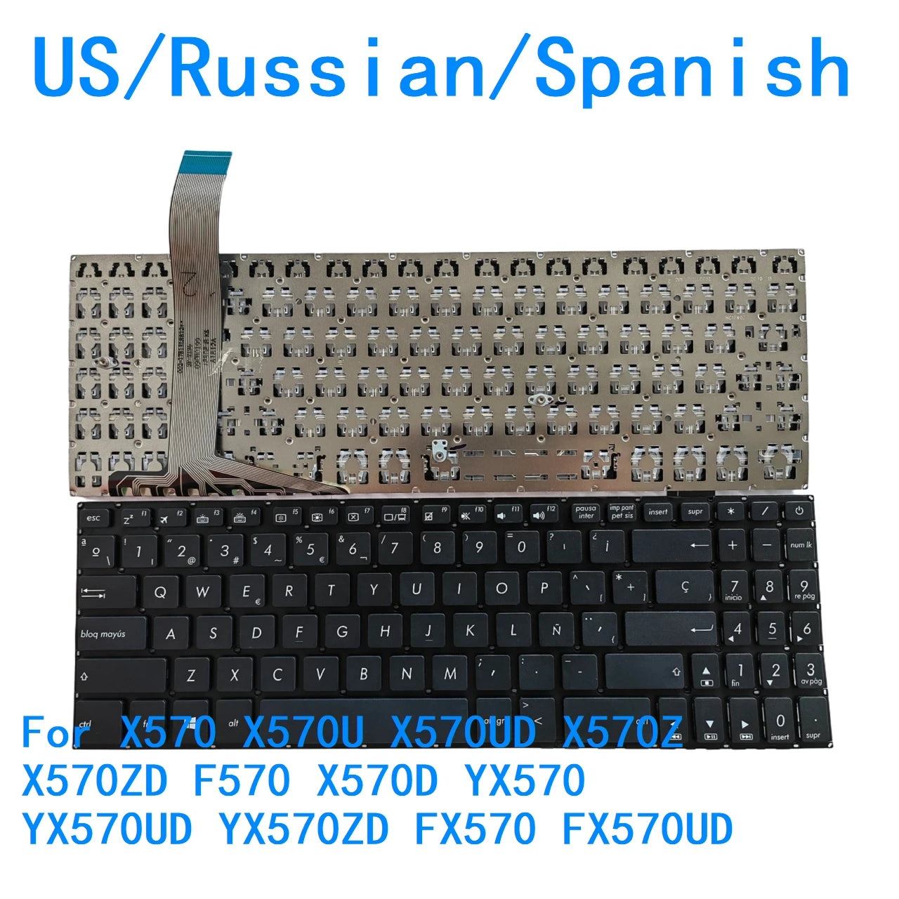 New US Russian Spanish Backlit Keyboard For ASUS X570 X570U X570UD X570Z X570ZD F570 X570D YX570 YX570UD YX570ZD FX570 FX570UD ASUS laptop repair parts