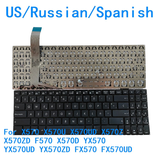 New US Russian Spanish Backlit Keyboard For ASUS X570 X570U X570UD X570Z X570ZD F570 X570D YX570 YX570UD YX570ZD FX570 FX570UD ASUS laptop repair parts
