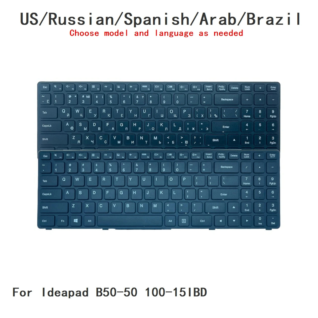 New US Russian Spanish Arab Brazil Laptop Keyboard For Lenovo Ideapad B50-50 100-15IBD Notebook PC Replacement Lenovo laptop repair parts