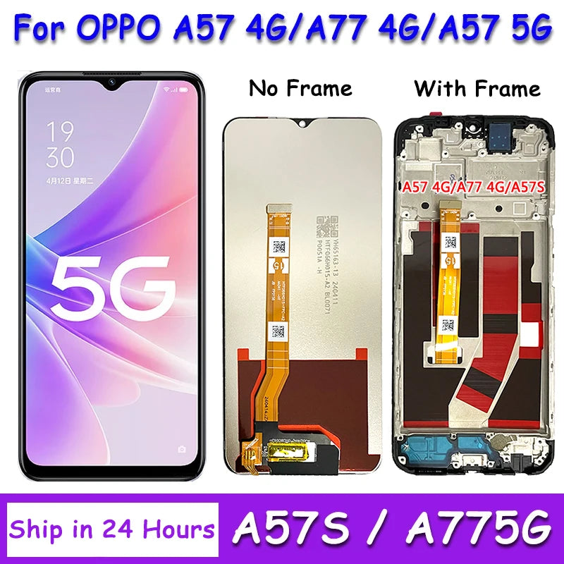 6.56'' Screen For Oppo A57 A77 4G/5G CPH2387 PFTM20 CPH2385 CPH2339 LCD A57S Display Screen+Touch Panel Digitizer  Replacement Oppo phone repair parts Realme phone repair parts