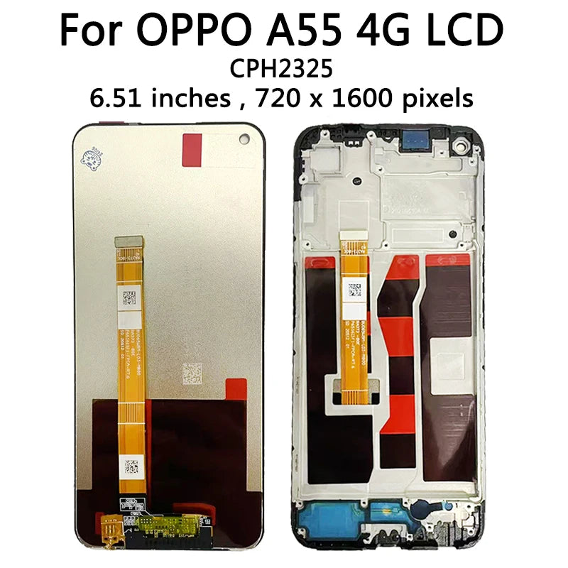 A55 Display For Oppo A55 4G CPH2325 LCD Display Screen+Touch Panel Digitizer For Oppo A55 5G PEMM00 LCD A55s 5G CPH2309 Display Oppo phone repair parts Realme phone repair parts
