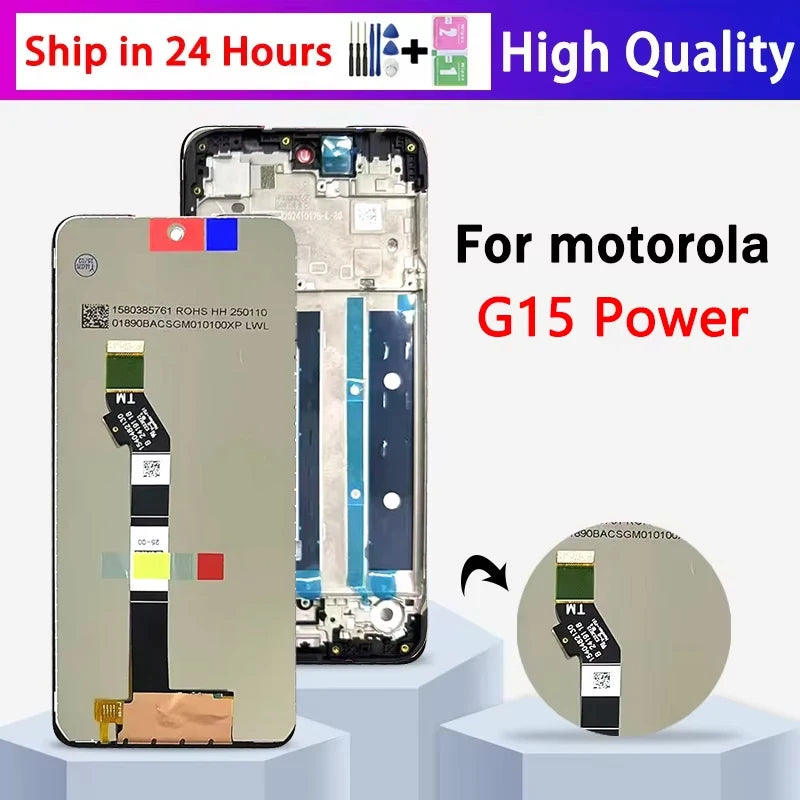 6.72" LCD For Moto G15 Power LCD For Motorola Moto G15 Power LCD Display With Frame Touch Screen Panel Digitizer Assembly Motorola phone repair parts