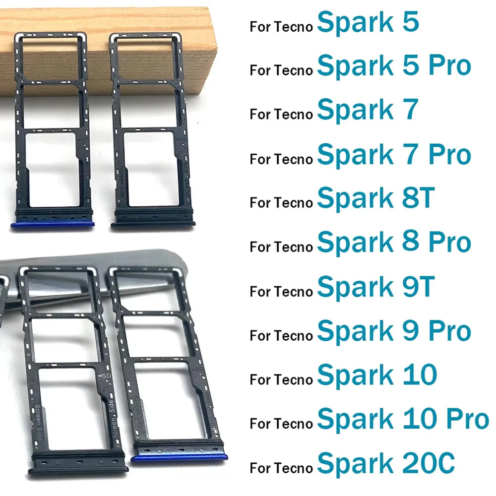 SIM Card Tray Slot Holder For Tecno Spark 4 5 7 8 9 8T 9T 10 20C Pro Replacement Parts Tecno phone repair parts
