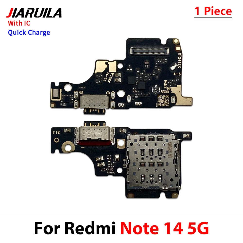 10Pcs Dock Connector Micro USB Charger Charging Port Main Flex Cable Microphone Board For XIaomi Redmi Note 14 Pro Plus 4G 5G  Xiaomi  Xiao mi phone repair parts