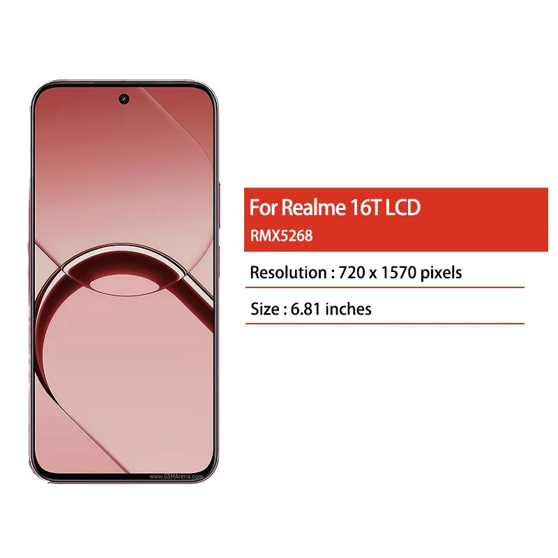 6.81”High Quality For Oppo Realme 16T 5G RMX5268 LCD Display Touch Screen Panel Glass Assembly Replacement Repair Parts Oppo phone repair parts Realme phone repair parts