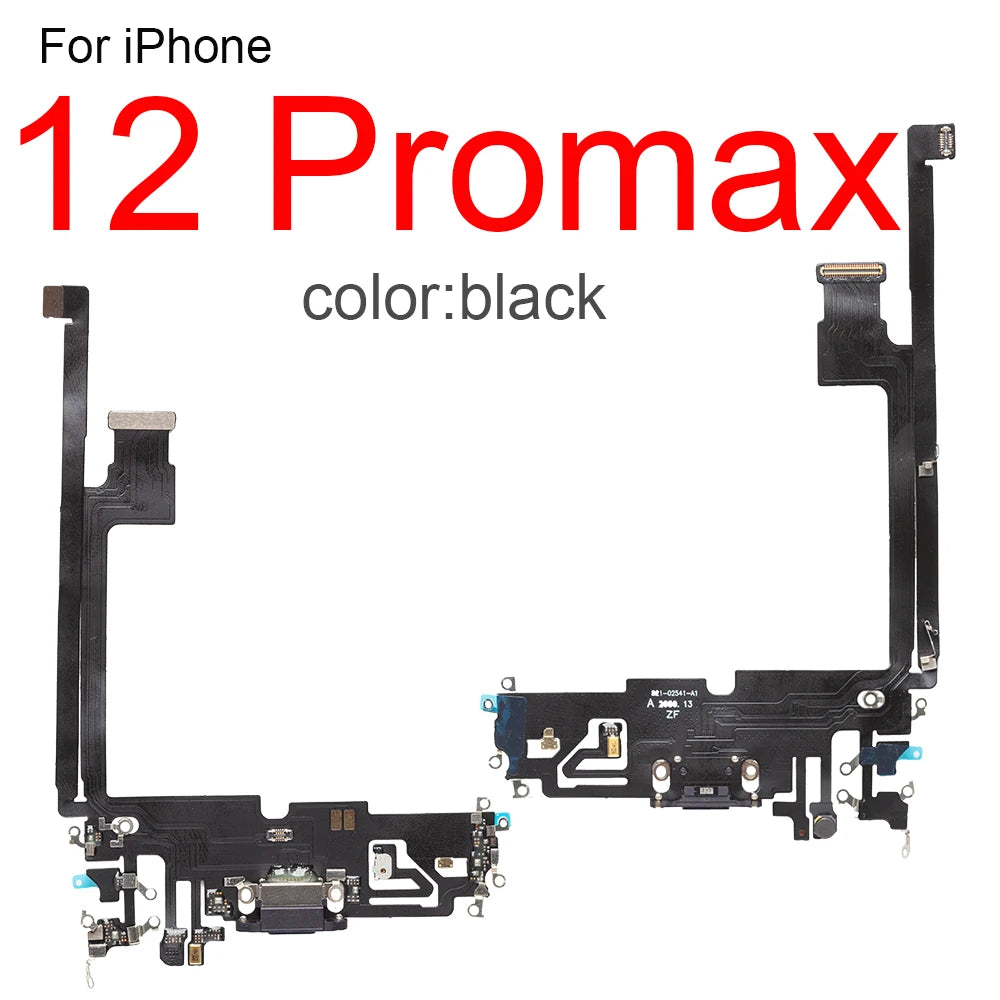 1Pcs Charging Port Flex Cable for iPhone 15 Pro Max 13 14 Plus 12 mini USB Charger Dock Connector With Microphone Ribbon Repair iPhone phone repair parts