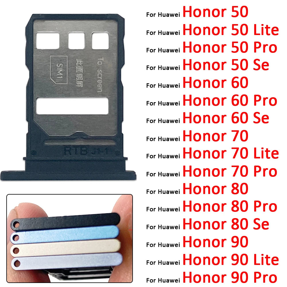 New For Huawei Honor 50 60 70 80 90 Pro Se Lite Plus 5G SIM Card Slot SD Card Tray Holder Adapter Huawei phone repair parts