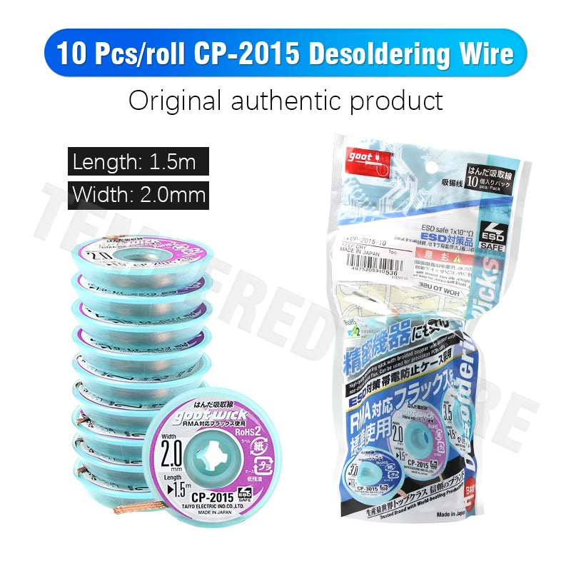 GOOT High Quality Desoldering Wick With Braided Copper Wire CP2015 1515 3015 3515 2515 BGA Solder Paste Remover repair tools Kit Professional Repair Tools