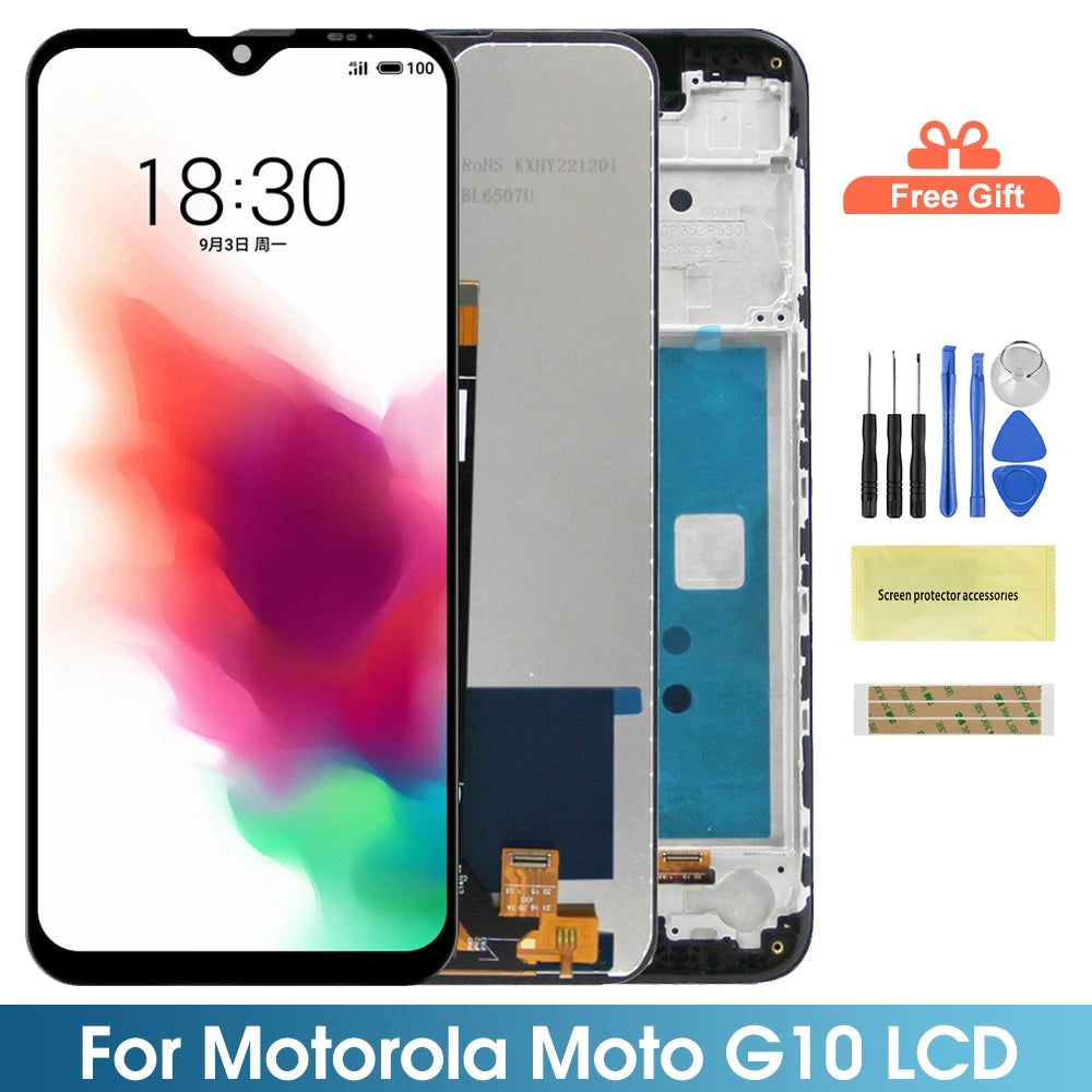 6.5" Screen for Motorola Moto G10 Lcd Display Digital Touch Screen with Frame for Moto G10 XT2127-2 Screen Display Replacement Motorola phone repair parts