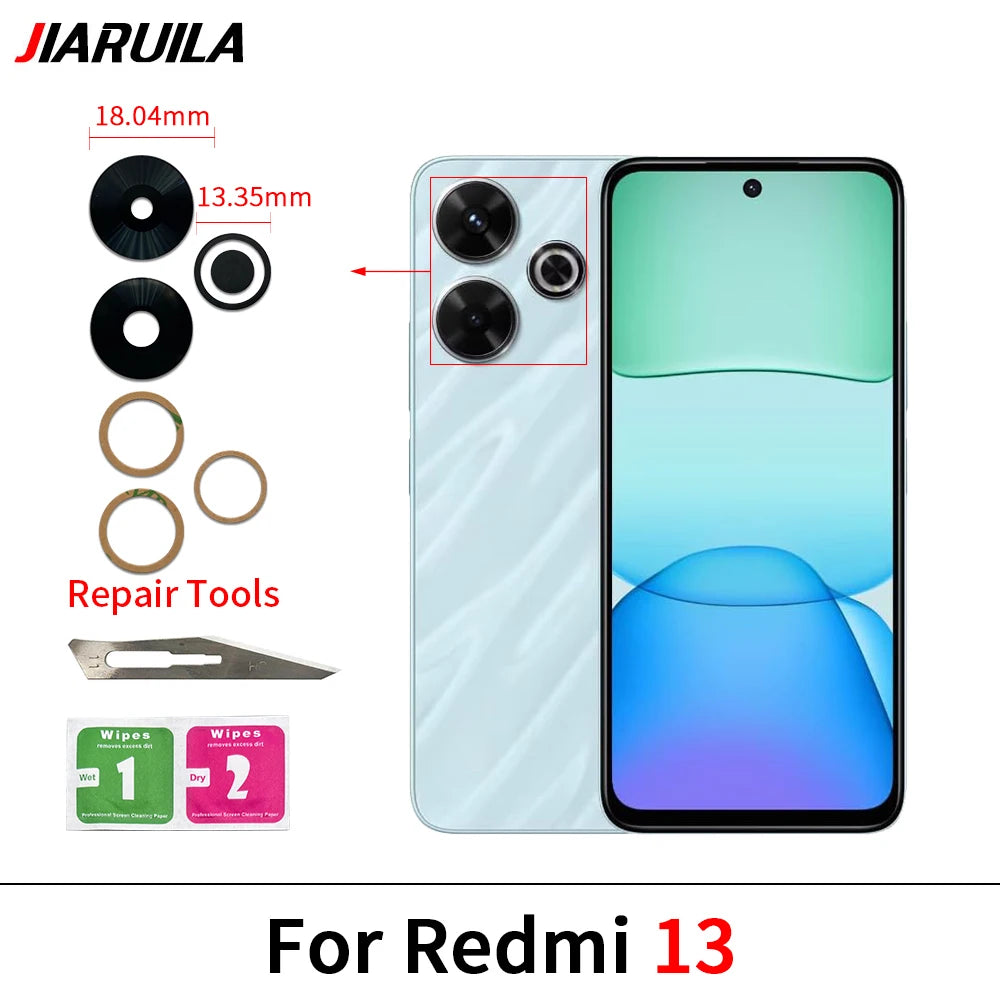 New Rear Back Camera Glass Lens For Xiaomi Redmi 12 12C 13 13C 14C 15 15C 4G 5G Camera Glass With Glue Adhesive  Xiaomi  Xiao mi phone repair parts