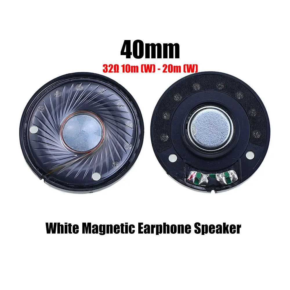 2pcs 32 ohm 32R 10m（W）-20m(W) 27mm 30mm 40mm 50mm Headset Driver Hifi Headphone Speaker Magnetic Noise Reduction Loudspeaker Game console repair parts