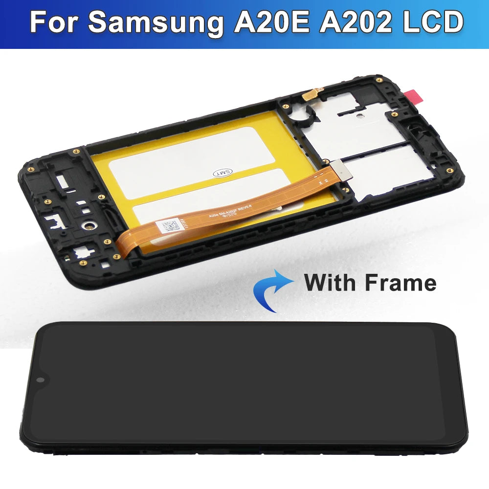 5.8" A20E A202 A202F Display Screen for Samsung Galaxy A20e LCD Display Touch Screen Digitizer Assembly Replacement with Frame Samsung phone repair parts