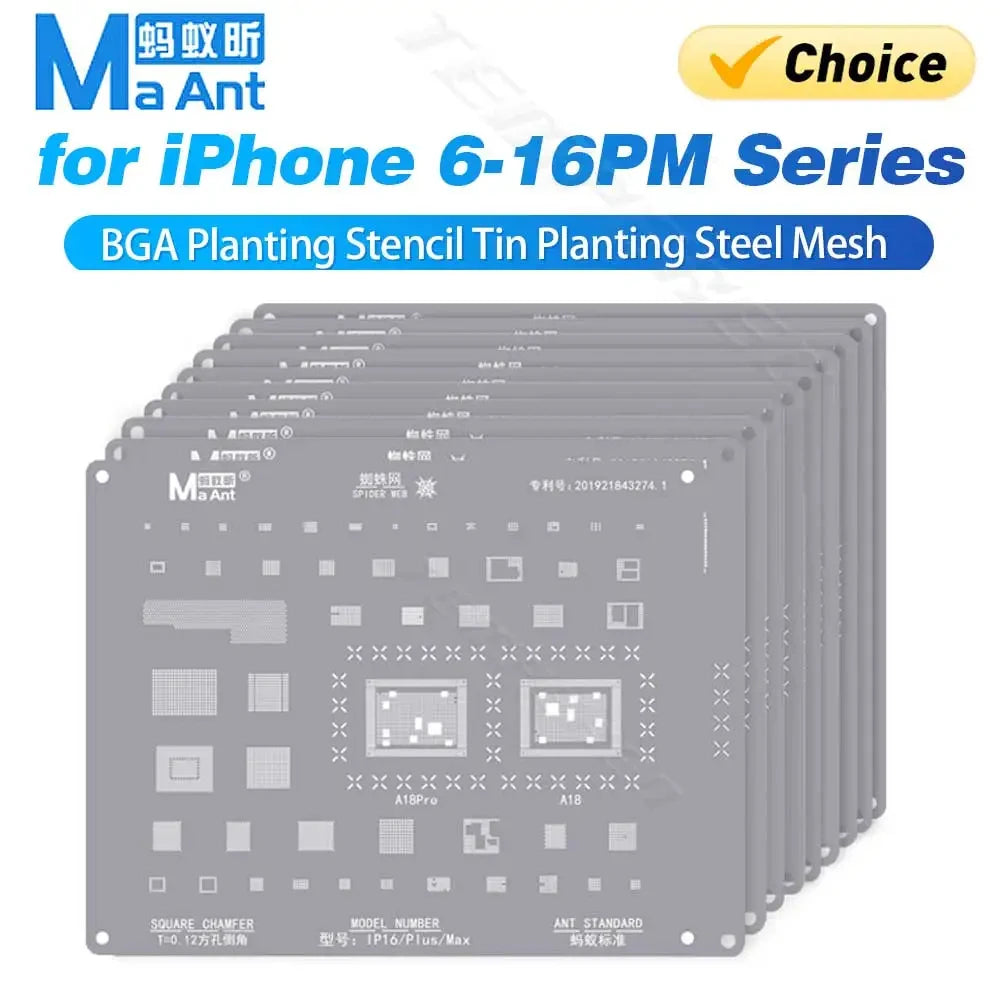 QIANLI MEGA-IDEA Black BGA Reballing Stencil Multifunction Universal Net for iPhone 6-17 Pro Max Planting Tin Steel Mesh Tools Professional Repair Tools