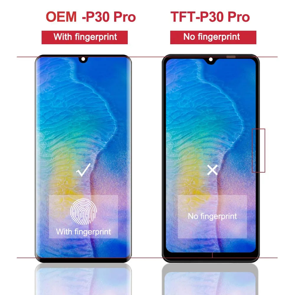 P30 Pro Screen Replacement, for Huawei P30 Pro VOG-L29 VOG-L09 Lcd Display Digital Touch Screen With Frame Assembly HUAWEI phone repair parts