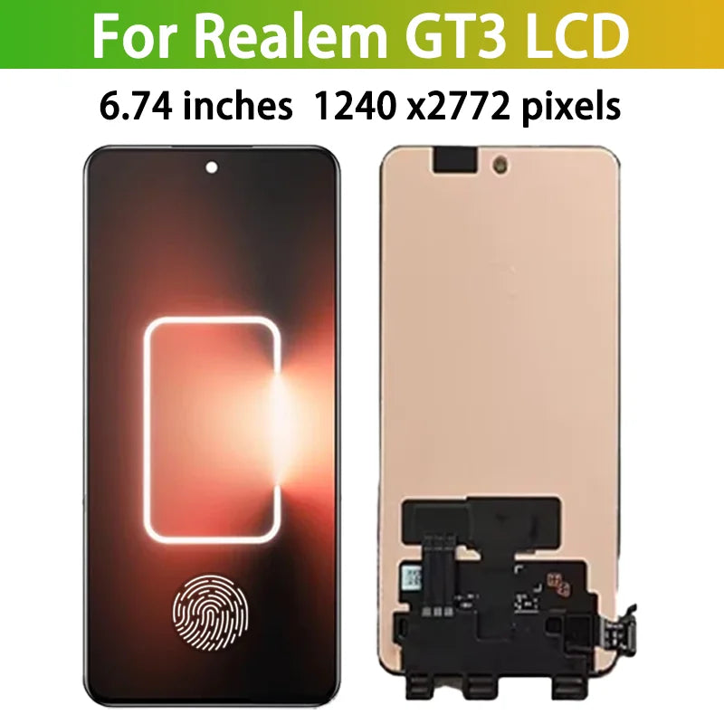 6.74"New For Realme GT3 GT 3 LCD Display Touch Screen Digitizer RMX3709 240W Display With Frame Oppo phone repair parts Realme phone repair parts