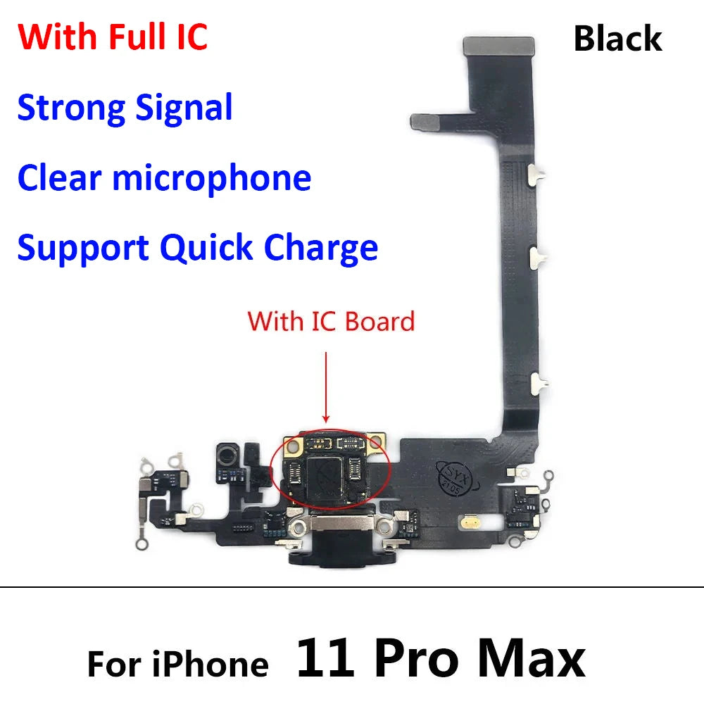 New USB Charging Port Charger Board Flex Cable For Iphone 11 Pro 11Pro Max Dock Connector With Microphone iPhone phone repair parts