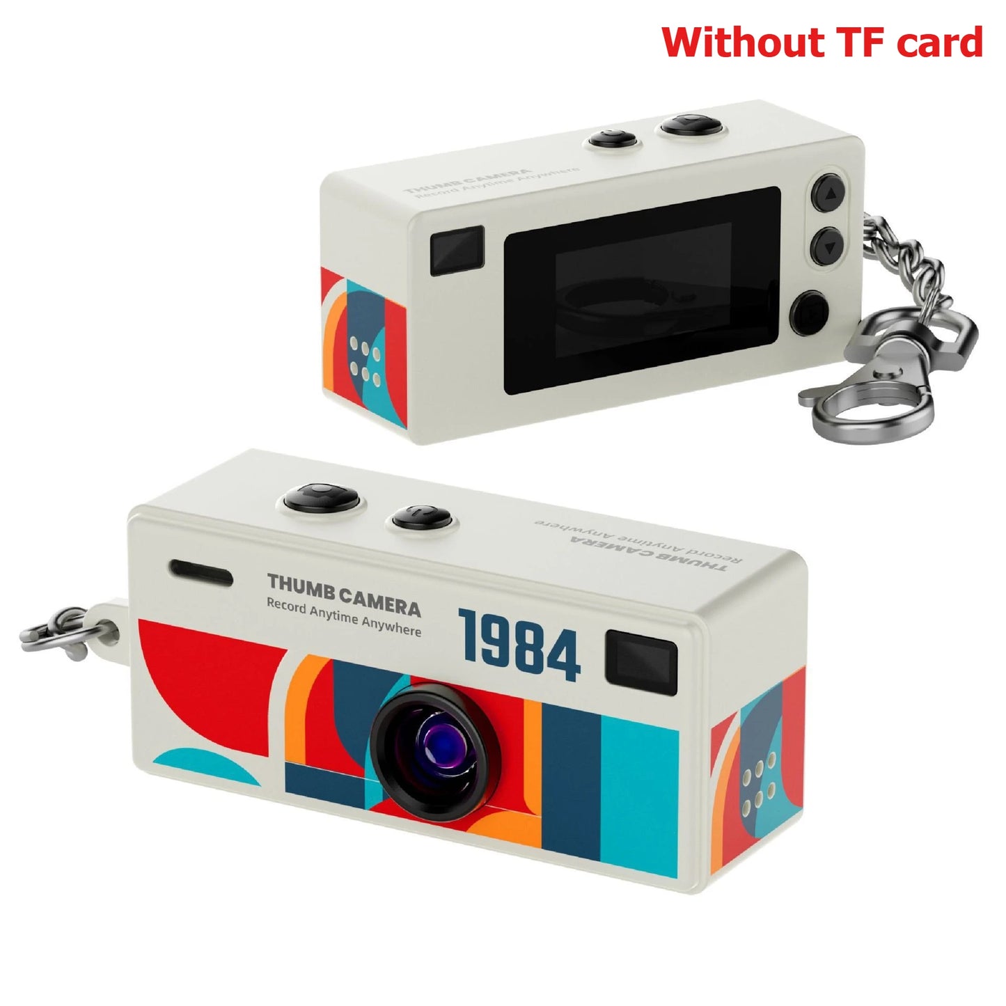Retro Mini Keychain Thumb Camera 1080P HD Recorder Built-in Flash Auto Focus 130° Wide Angle Lens Screen Portable Pocket Camera