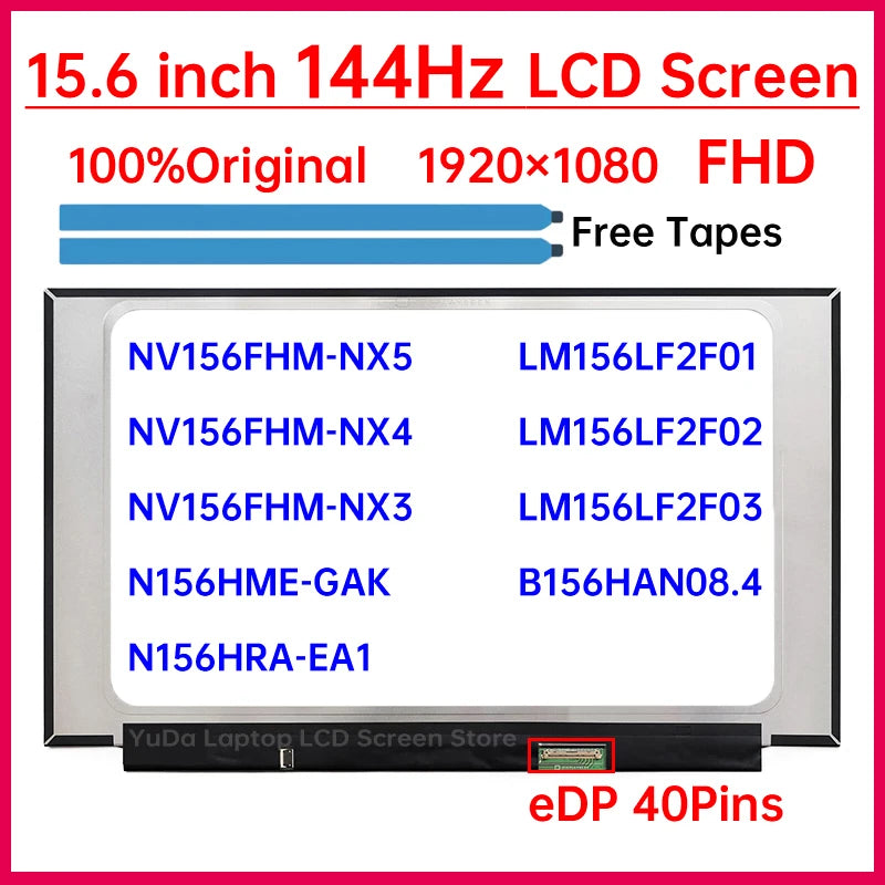15.6 Inch 144Hz LCD Screen LM156LF2F01 For ASUS FX505 FX506 FX507 FX571 G512 G513 G531 TUF505 TUF516 TUF565 Display Matrix Panel ASUS laptop repair parts