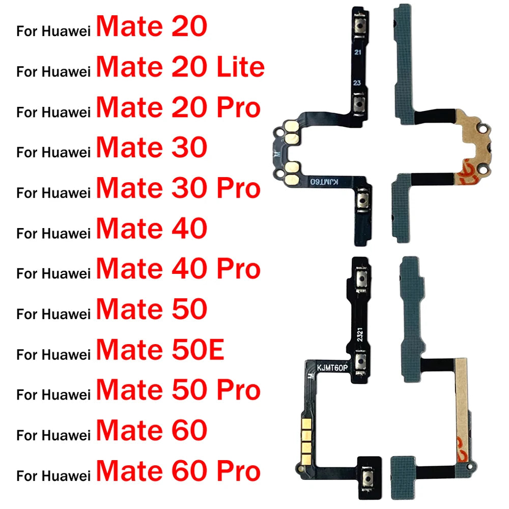 Power Switch On Off Button Volume control Key Button Flex Cable For Huawei Mate 20 30 40 50 60 Pro 50E Huawei phone repair parts