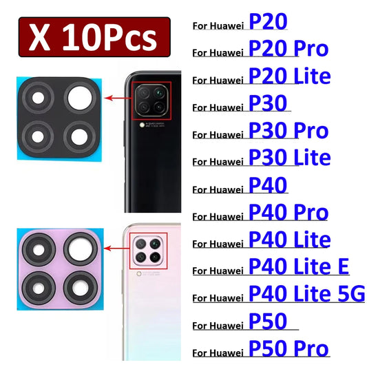 10Pcs/lot,  Back Rear Camera Glass Lens Cover With Adhesive For Huawei P20 P30 P40 P50 Pro Lite E 5G Huawei phone repair parts