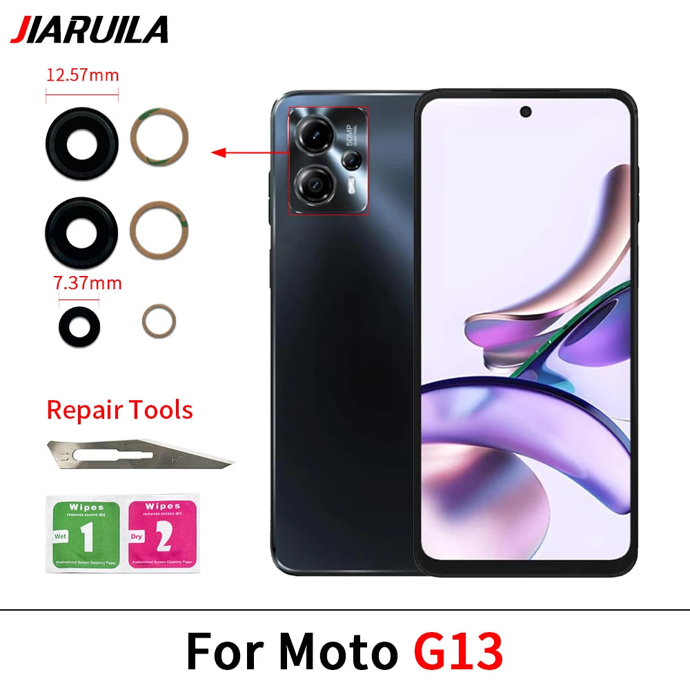 10Pcs, Back Rear Camera Glass Lens With Adhesive For Moto G22 G32 G42 G52 G62 G13 G23 G53 G73 G14 G24 G34 G54 G84 G04 G82 5G Motorola phone repair parts