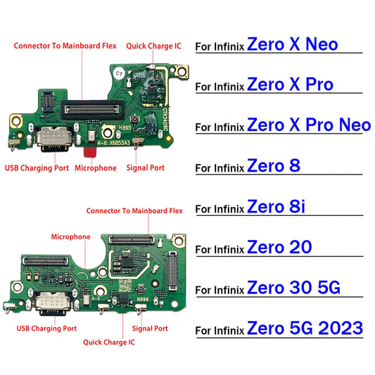 USB Charger Charging Dock Port Connector Flex Cable For infinix Zero 20 30 8 8i X Pro Neo 5G 2023 X6821 X6731 X6810  X6811  infinix phone repair parts