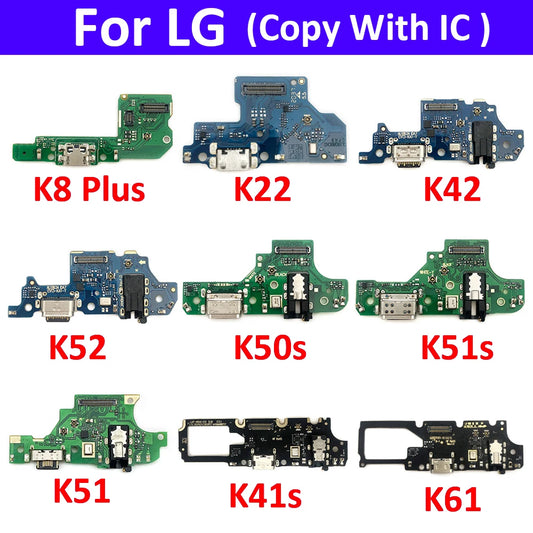 New USB Charging Port Board Flex Cable Connector For LG K8 Plus K22 K41S K42 K51 K50S K51S K52 K61 Microphone Module   LG phone repair parts