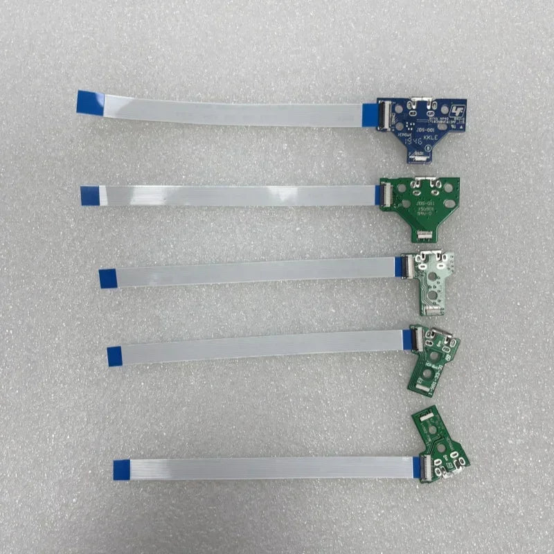 10sets USB Charging Port Power Socket Board with 12Pin Flex Cable JDS 011 Connector for PS4 Joystick Controller  Game console repair parts