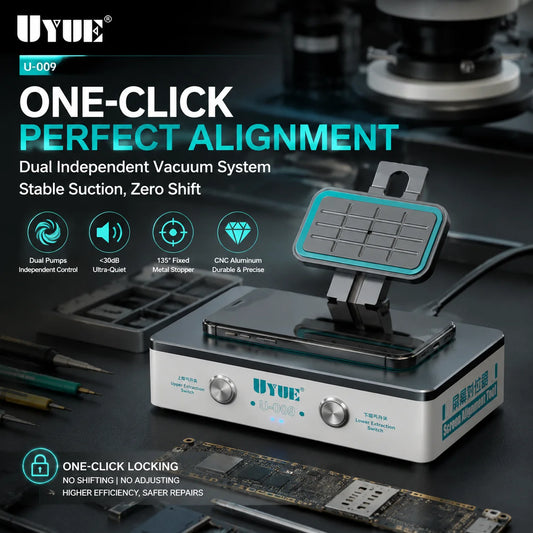 UYUE U-009 Screen Alignment Tool One-Click Vacuum Fix Anodized Aluminum Frame Positioning Jig for Phone LCD Repair Professional Repair Tools