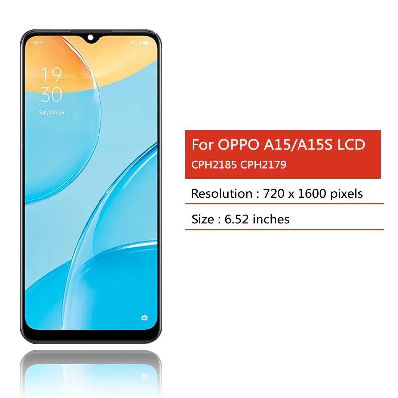 6.52" High Quality For Oppo A15 A15s LCD Display CPH2185 CPH2179 Touch Screen Digitizer Assembly Replacement With Frame Oppo phone repair parts Realme phone repair parts