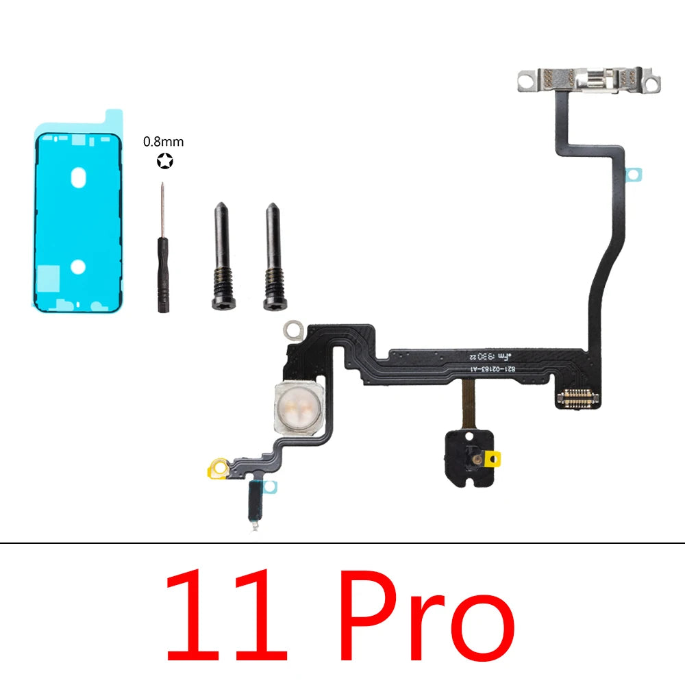 1set Flash Light Power Volume FlashLight Flex Cable For iPhone 12 13 14 15 Pro Max Mini Plus With Sticker iPhone phone repair parts