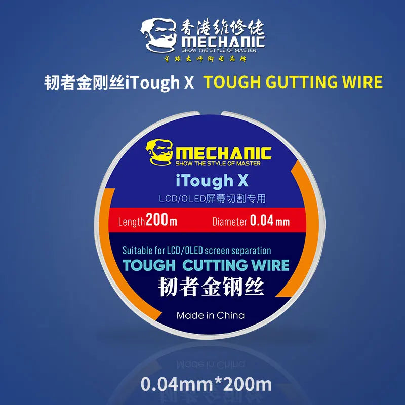 MECHANIC iTough X High Hardness Special Steel Wire for Mobile LCD OLED Screen Cutting Separation Line 0.028mm - 0.1mmX200m tools Professional Repair Tools