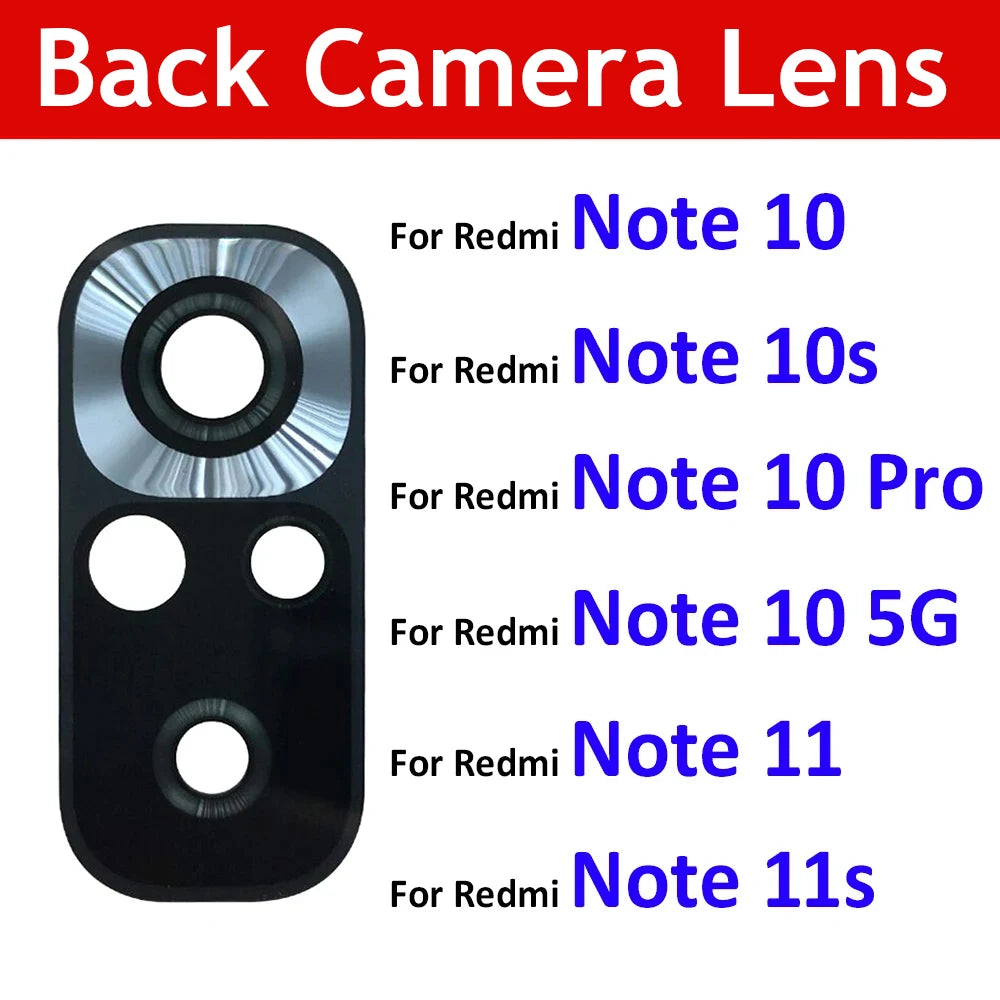 2Pcs/Lot，Rear Back Camera Glass Lens For Xiaomi Redmi Note 10 10s Pro 11 Pro 11T 11s 11E 4G 5G With Adhesive Sticker Xiaomi  Xiao mi phone repair parts