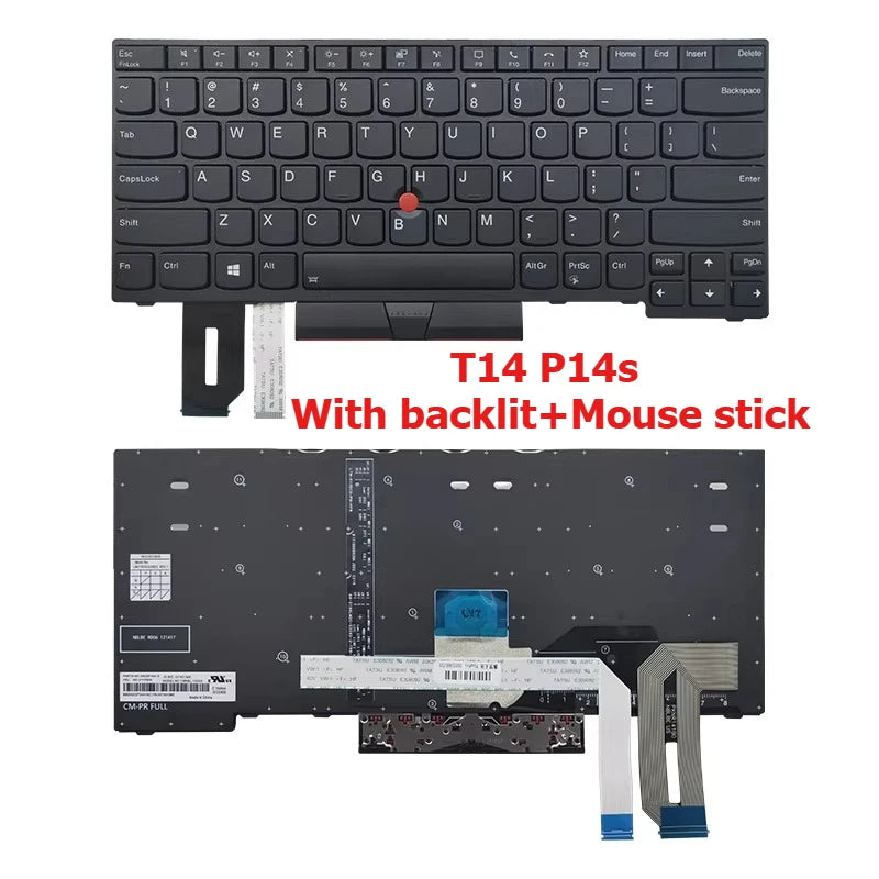 Keyboard for Lenovo  Thinkpad E14 R14 E15 T14 T15 L14 L15 T14S p14s S3 GEN2 backlight mouse stick KEYBOARD Lenovo laptop repair parts