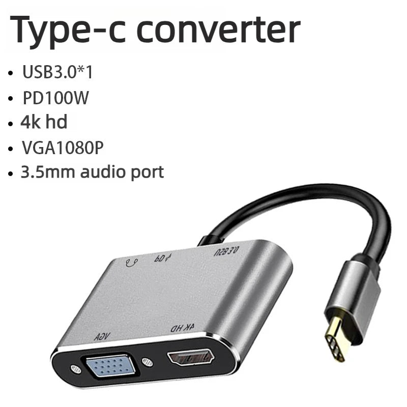 8K 4K 2K 30/60/240Hz USB Type C Docking Station to HDMI VGA RJ45 Adapter USB 3.0 HUB Splitter For Laptop phone Laptop Accessories