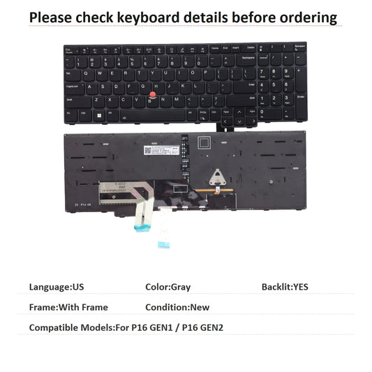 New US Language  Backlit Keyboard For Lenovo Thinkpad P16 GEN1 / P16 GEN2 Notebook PC Replacement Keyboard Lenovo laptop repair parts