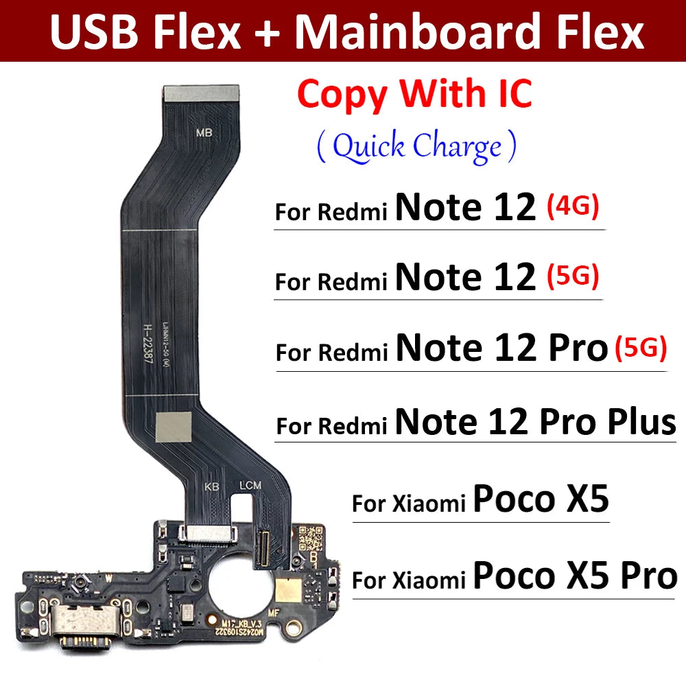 For Xiaomi Poco X5 X6 Pro Redmi Note 12 13 Pro Plus 4G 5G Dock Connector USB Charger Charging Port Flex Cable Board With Micro  Xiaomi  Xiao mi phone repair parts