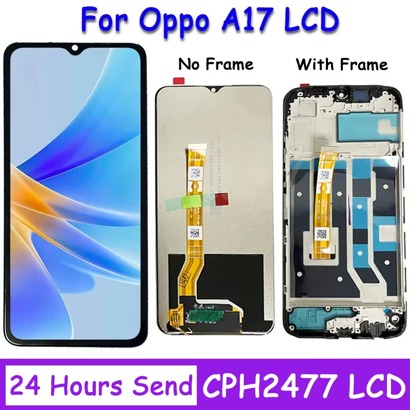 6.56" Screen For Oppo A17 CPH2477 Screen Replacement, for Oppo A17 Lcd Display Digital Touch Screen Assembly Oppo phone repair parts Realme phone repair parts