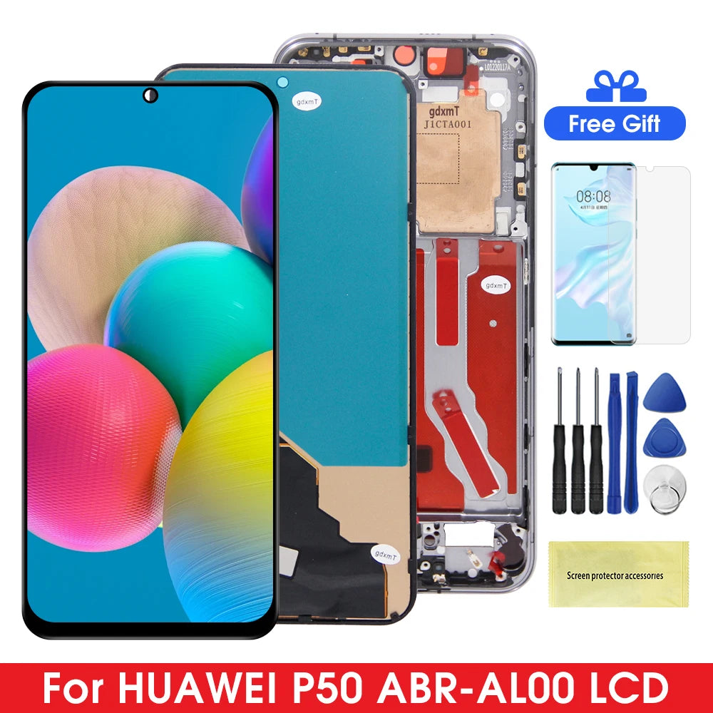 6.5'' For HUAWEI P50 ABR-AL00, ABR-LX9 LCD Touch Screen Digitizer Display Assembly Display With Frame Replacement Parts Tested HUAWEI phone repair parts
