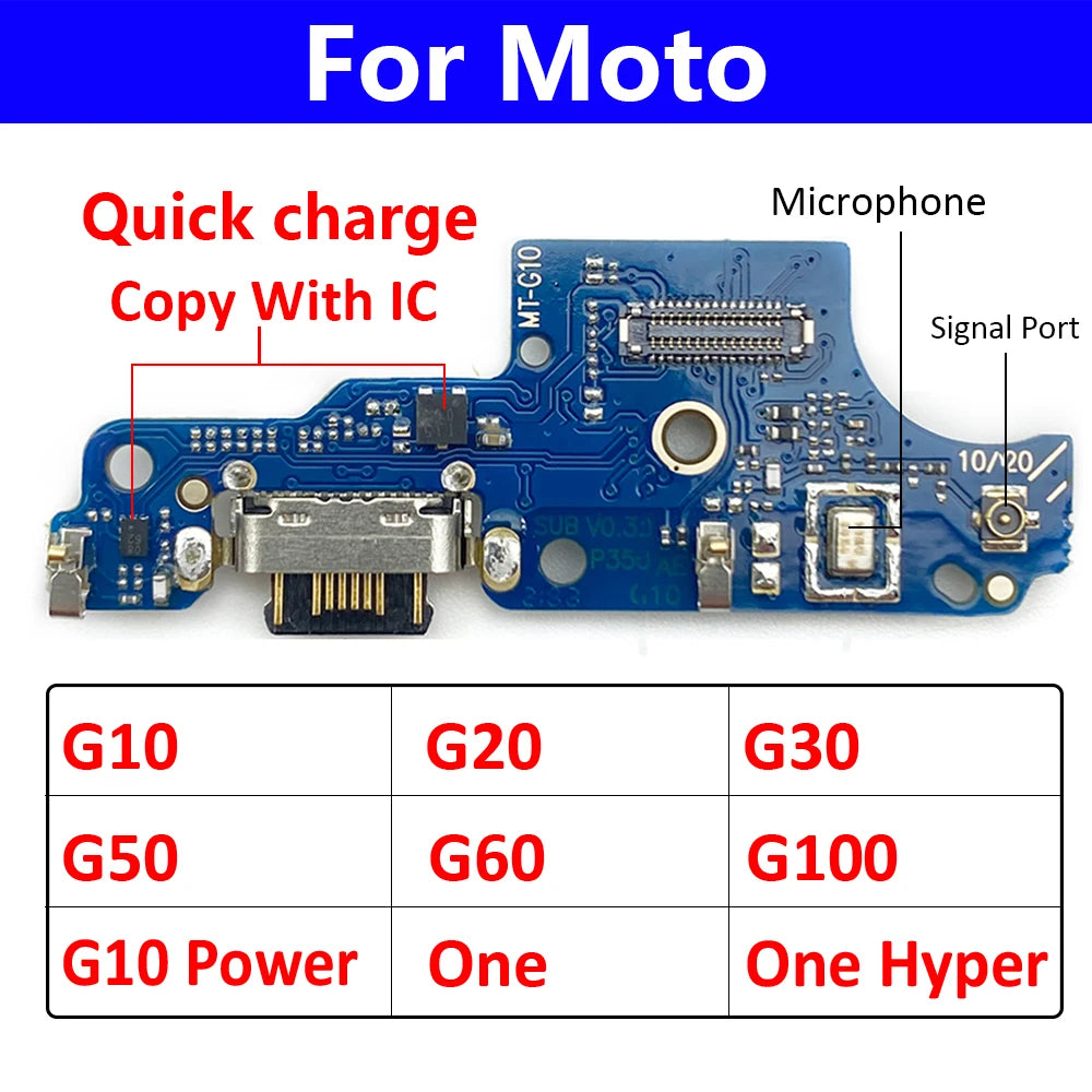 USB Charge Port Dock Connector Charging Board Flex Cable For Motorola Moto G10 G20 G30 G50 G60 G60s G100 Power One Hyper G50 5G Motorola phone repair parts